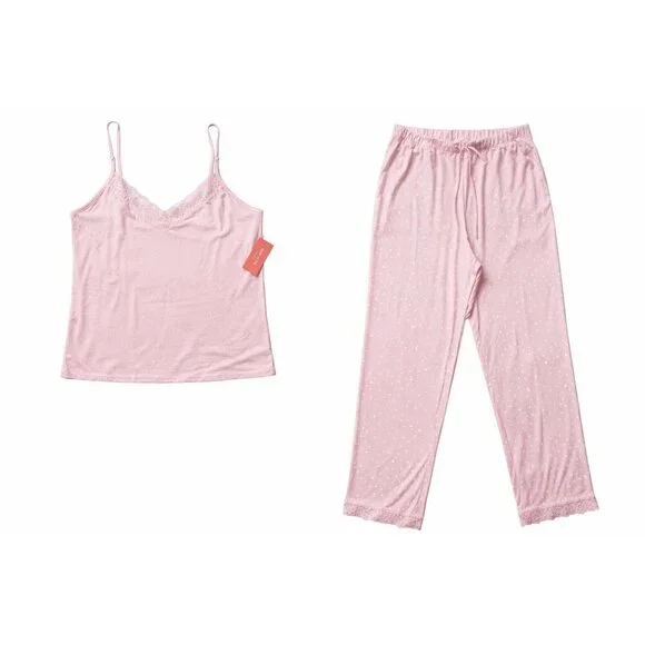 State of Day 2pc Pajama Set Pink Polka Dot Cami & Pants Women’s  NWT - Picture 2 of 6